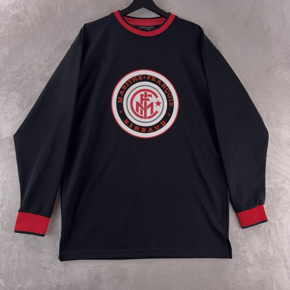 Marithe Francois‎ Girbaud Crewneck Shirt Mens Size XL Black Logo MMFG Y2K
